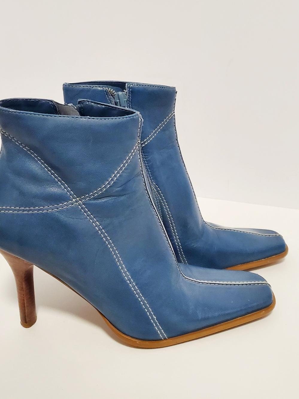 Vintage Diba Remy Teal Leather Ankle Boots - Picture 3 of 6